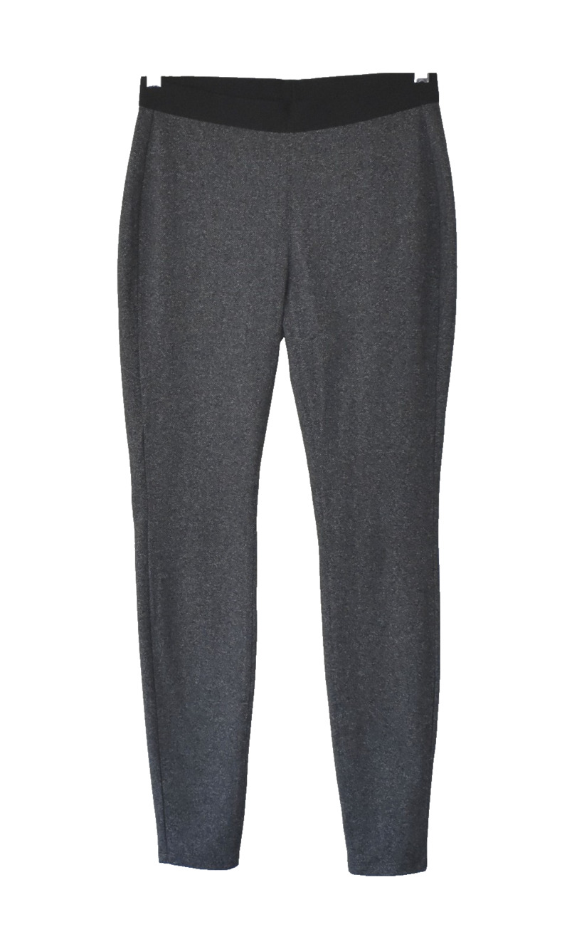 A5 NWOT EILEEN FISHER Black & Gray Herringbone Tweed Leggings Size XXS
